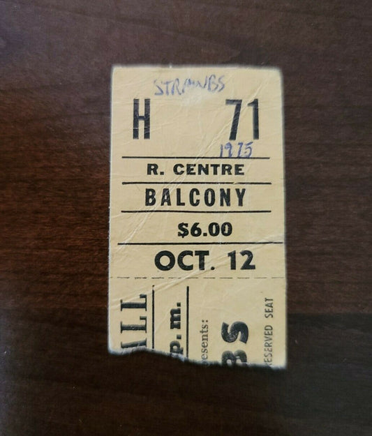 Strawbs 1975, Toronto Massey Hall Original Vintage Concert Balcony Ticket Stub