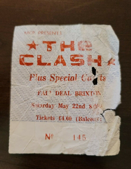 The Clash 1980s, Original Vintage Concert Ticket Stub