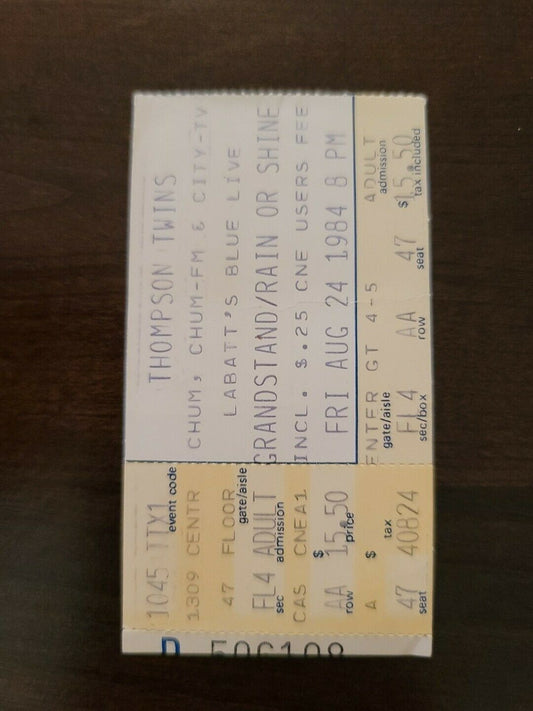 Thompson Twins 1984, Toronto CNE Grandstand Original Concert Ticket Stub