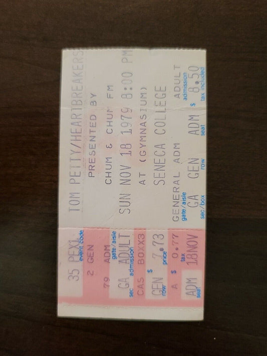 Tom Petty Heartbreakers 1979, Toronto Seneca College Concert Ticket Stub. Rare!