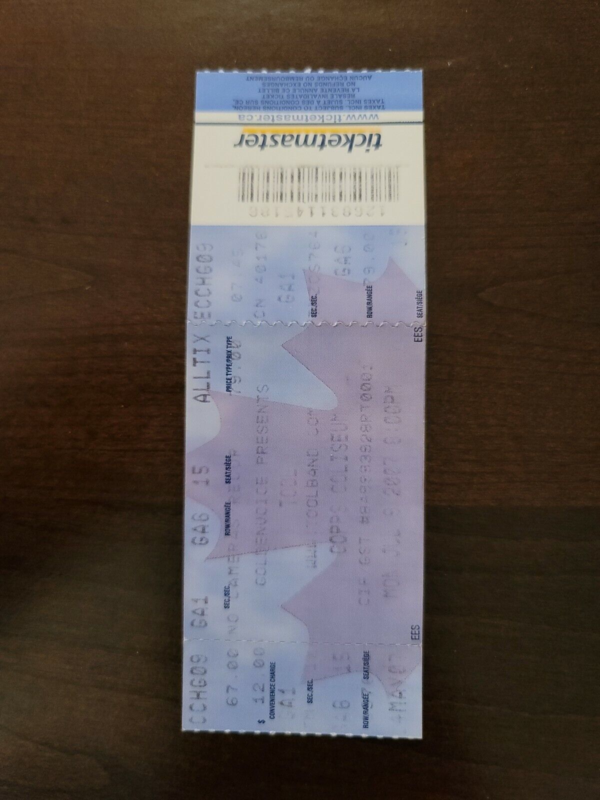 TOOL 2007, Hamilton Copps Coliseum Original Concert Ticket Stub
