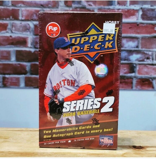 2008 Upper Deck Series 2 Baseball Cards Hobby Wax Box (16 Packs) 2 Mem, 1 Auto