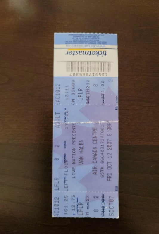 Van Halen 2007, Toronto Air Canada Centre Original Concert Ticket Stub