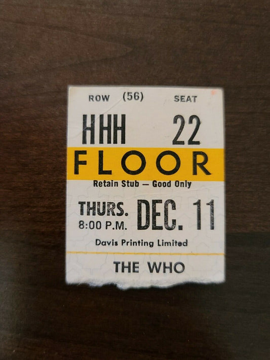 The Who 1975, Toronto Maple Leaf Gardens Original Concert Ticket Stub