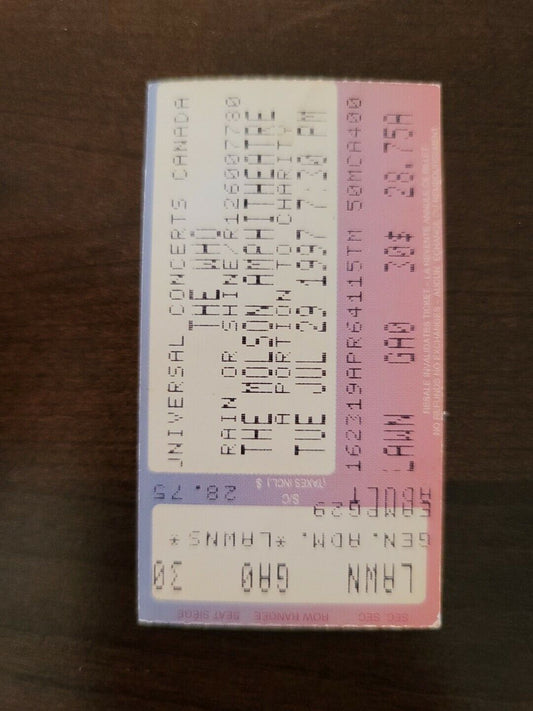The Who 1997, Toronto Molson Amphitheater Original Concert Ticket Stub