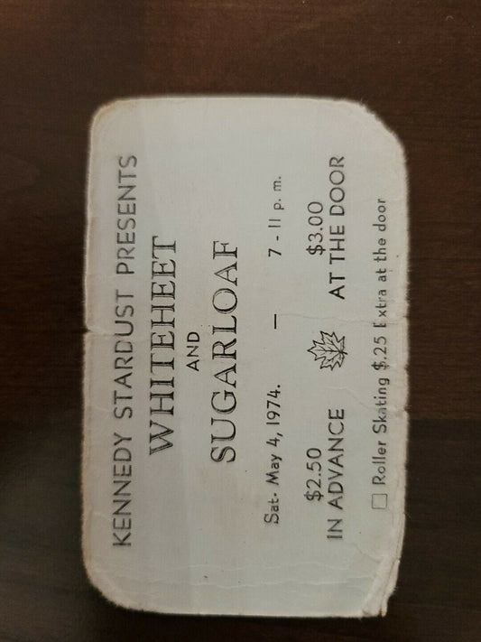 Whiteheet & Sugarloaf 1974, Vintage Original Concert Ticket Stub