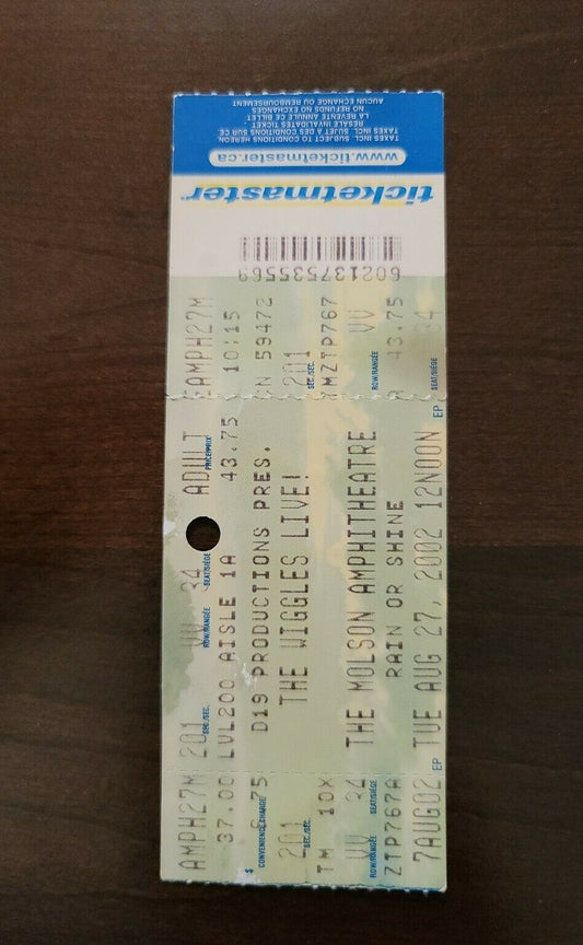 The Wiggles 2002, Toronto Molson Amphitheater Original Concert Ticket Stub